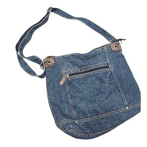 Vintage Denim Hobo‎ Bag Jean Shoulder Bag Y2K 90s  Crossbody Purse Blue Festival